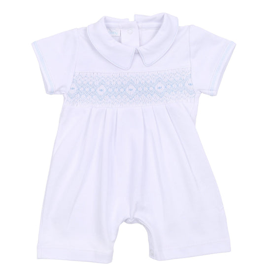 Ava and Archie Smocked Short Playsuit - Blue - Magnolia BabyShort Playsuit