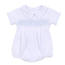  Ava and Archie Smocked Short Sleeve Bubble - Blue - Magnolia BabyBubble