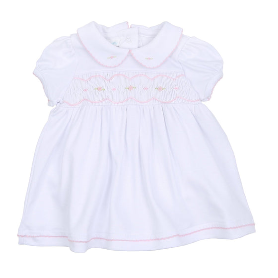 Ava and Archie Smocked Short Sleeve Dress - Pink - Magnolia BabyDress