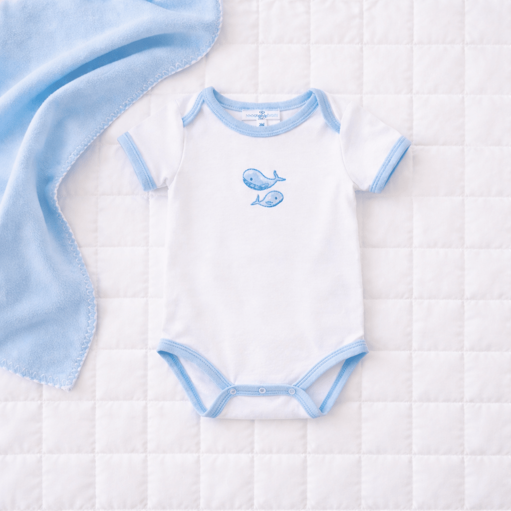 Azure Whales Bodysuit - Light Blue - Magnolia BabyBodysuit