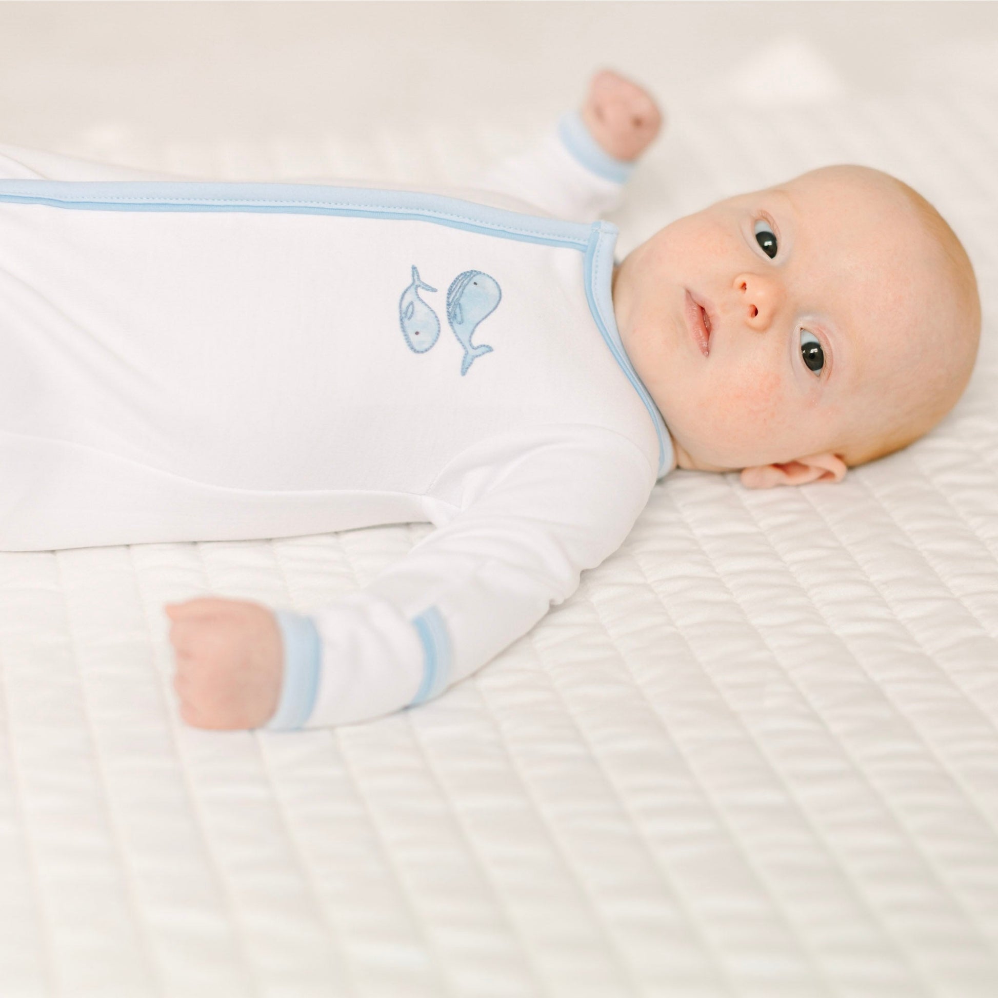Azure Whales Footie - Light Blue - Magnolia BabyFootie