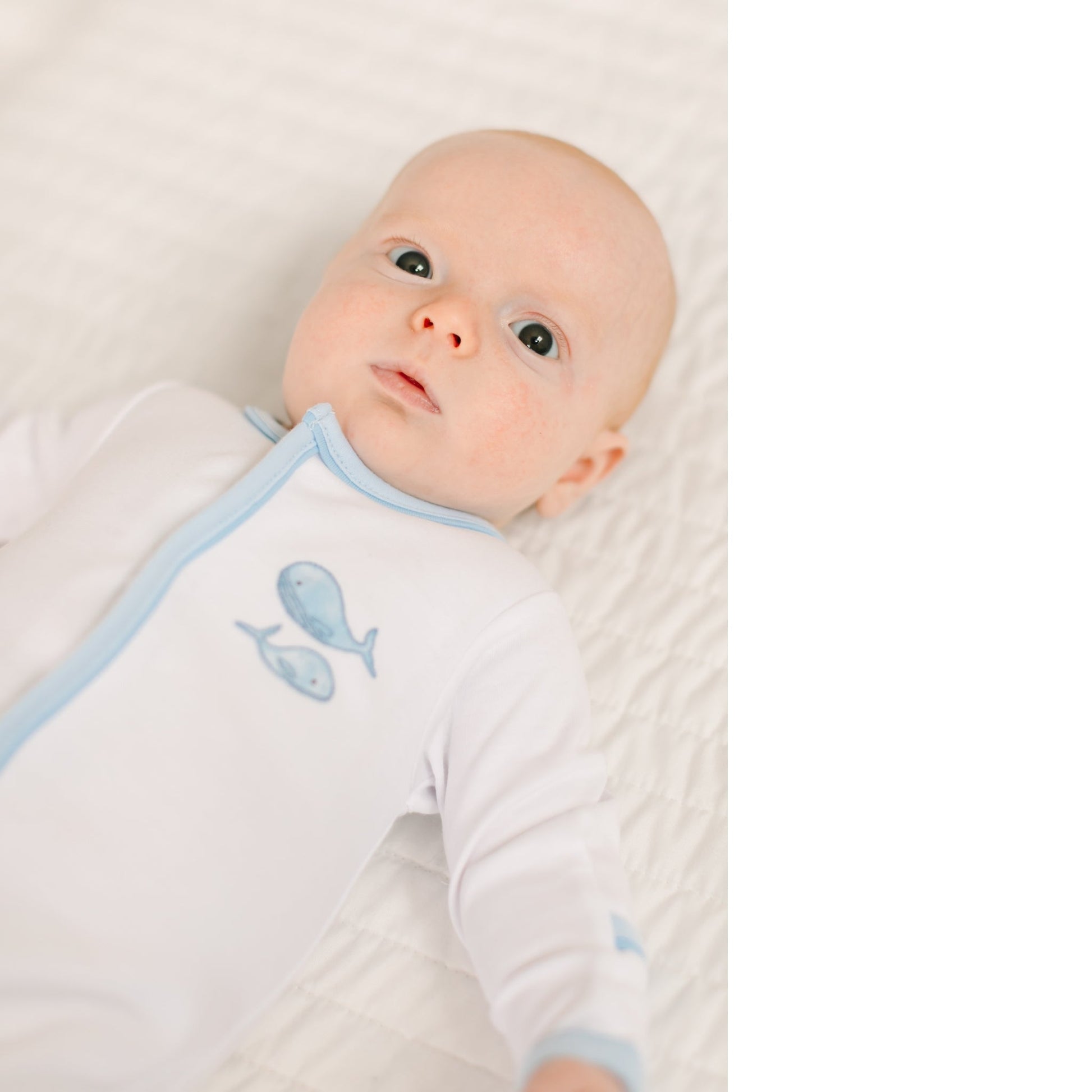 Azure Whales Footie - Light Blue - Magnolia BabyFootie