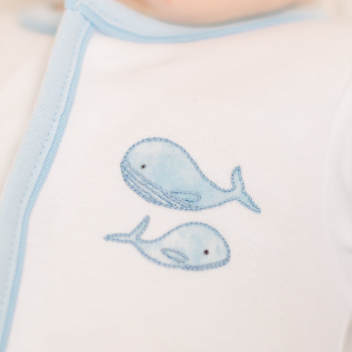 Azure Whales Footie - Light Blue - Magnolia BabyFootie