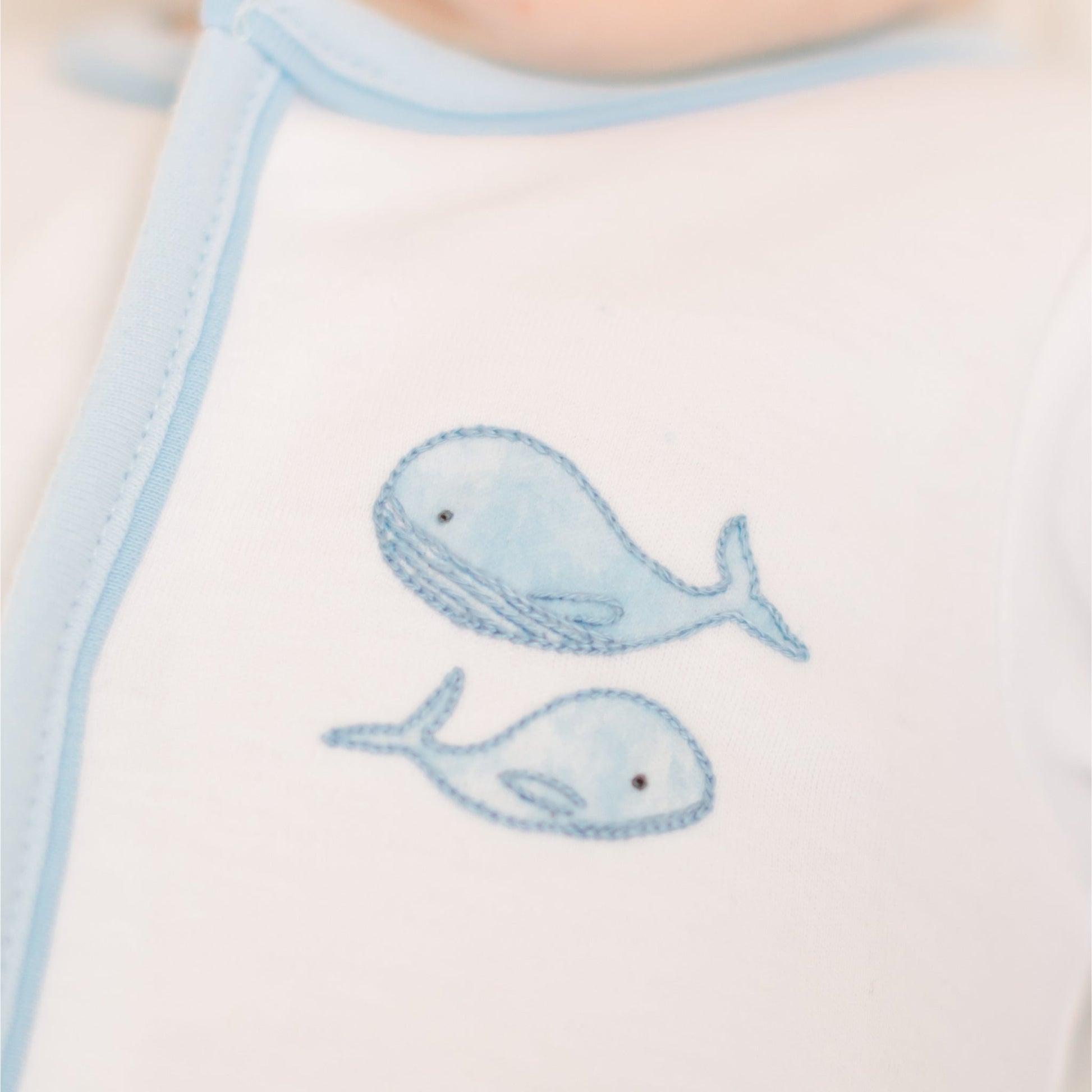 Azure Whales Footie - Light Blue - Magnolia BabyFootie