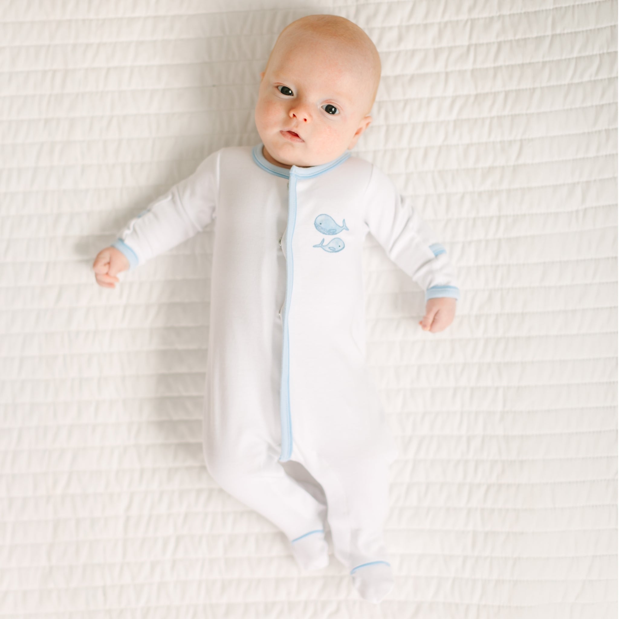 Azure Whales Footie - Light Blue - Magnolia BabyFootie