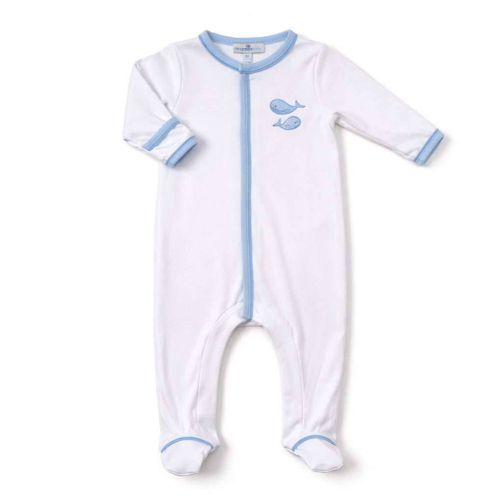 Azure Whales Footie - Light Blue - Magnolia BabyFootie