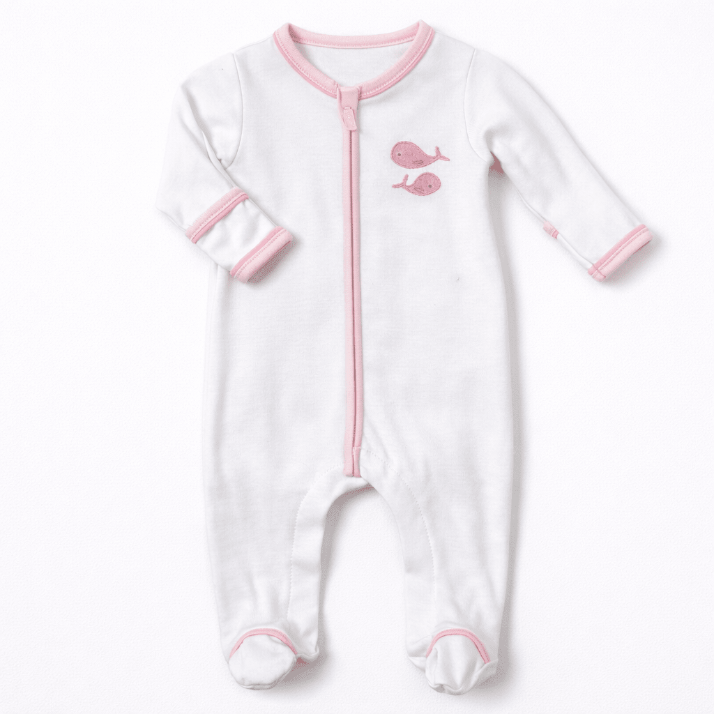 Azure Whales Footie - Pink - Magnolia BabyFootie