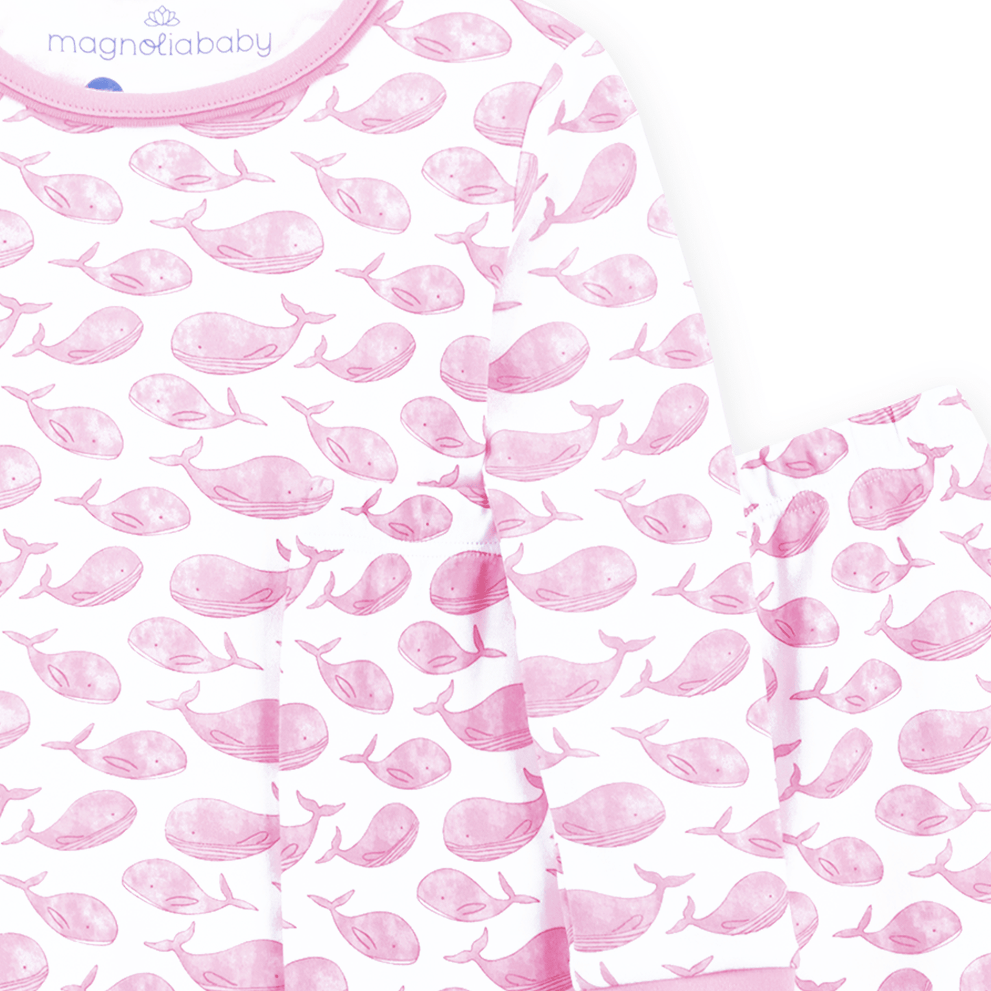 Azure Whales Long Pajamas - Pink - Magnolia BabyLong Pajamas