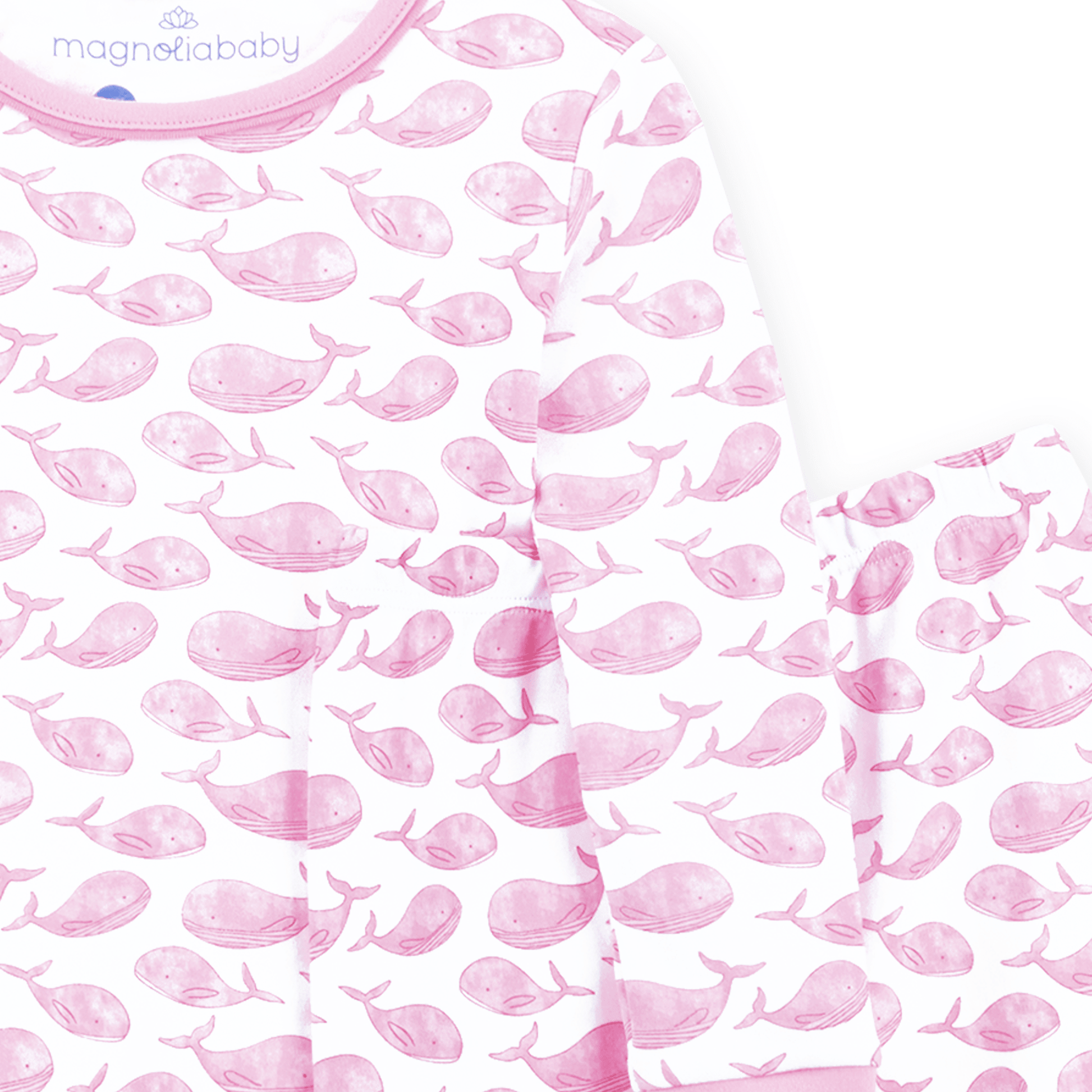Azure Whales Long Pajamas - Pink - Magnolia BabyLong Pajamas