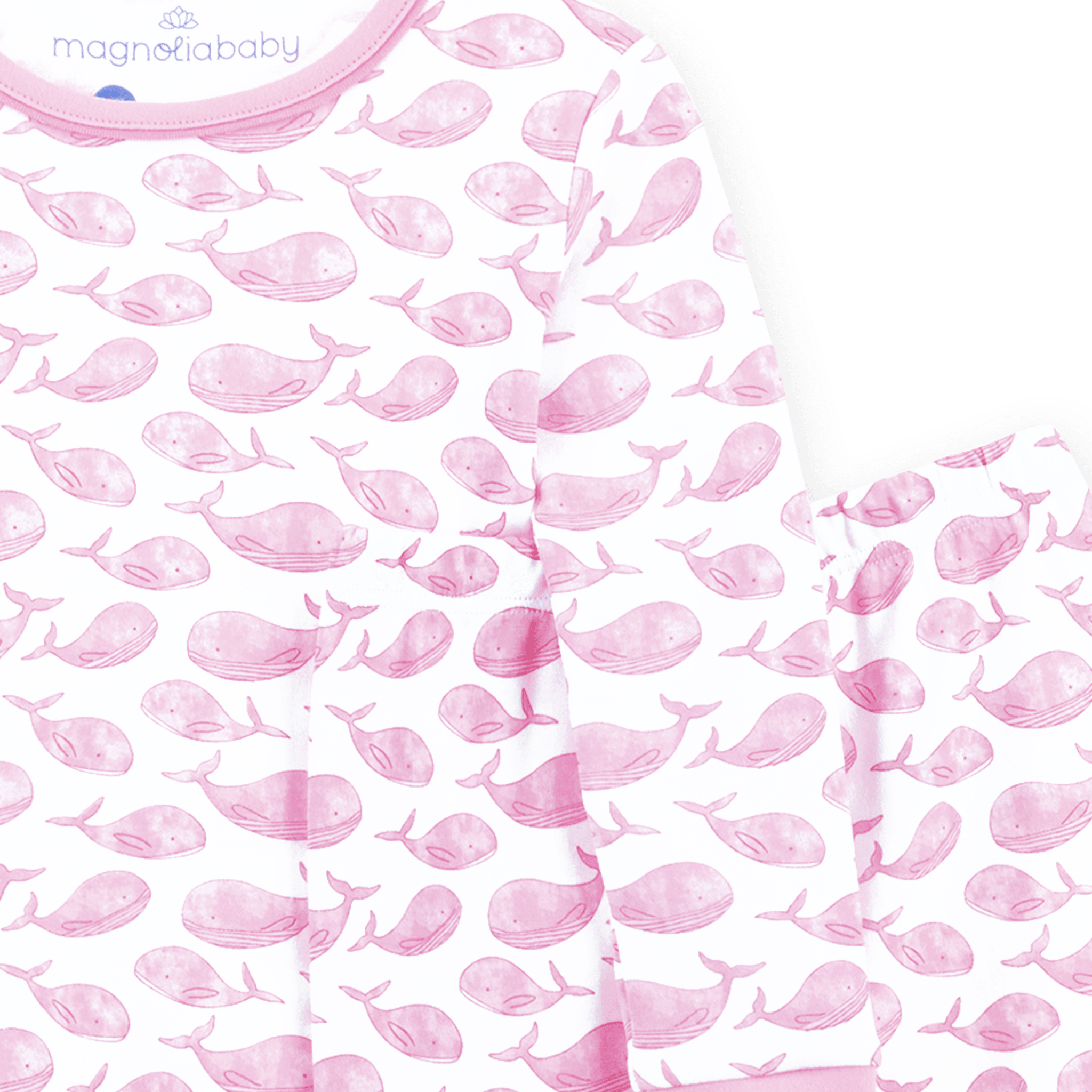 Azure Whales Long Pajamas - Pink - Magnolia BabyLong Pajamas
