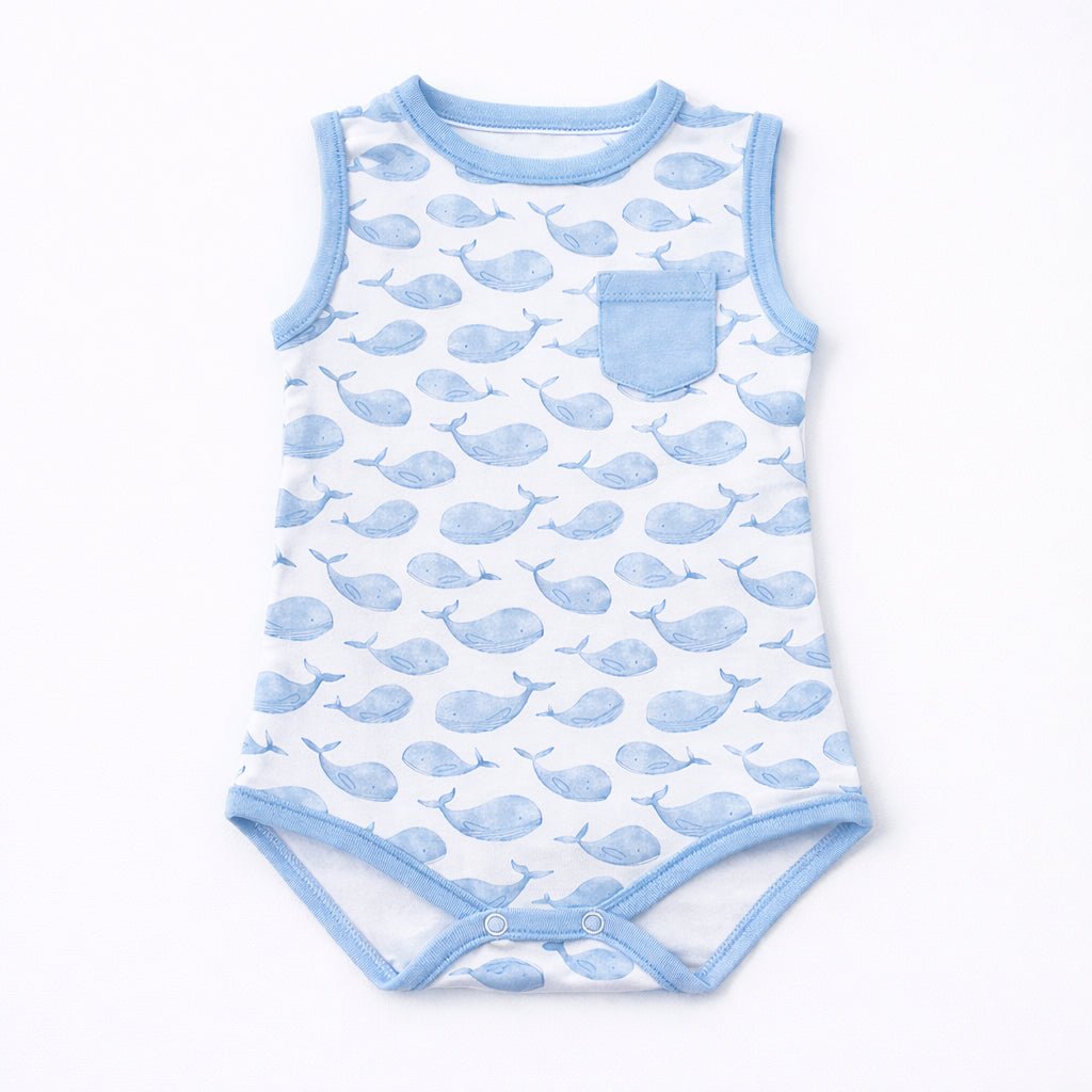 Azure Whales Print Bodysuit - Light Blue - Magnolia BabyBodysuit