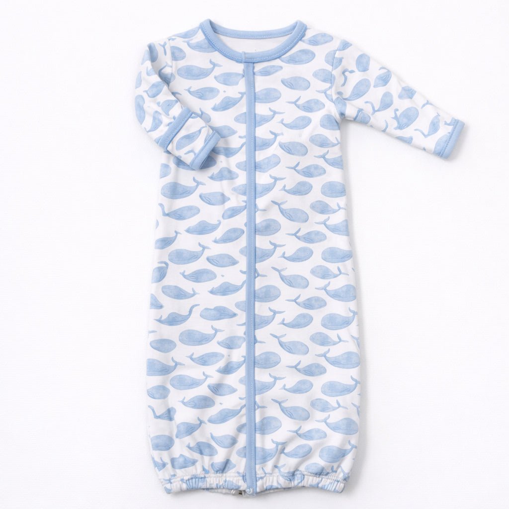 Azure Whales Print Converter - Light Blue - Magnolia BabyConverter Gown
