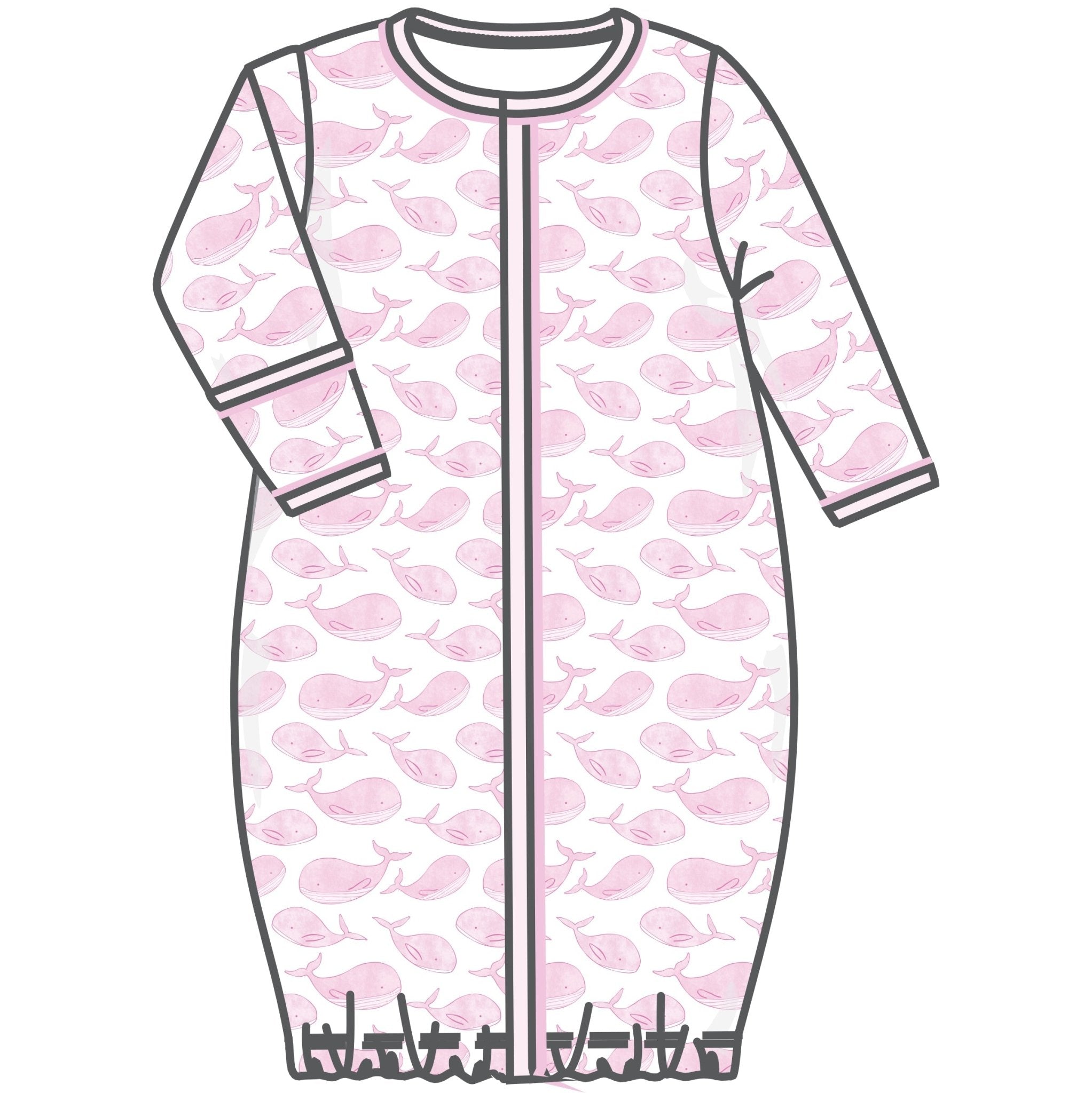 Azure Whales Print Converter - Pink - Magnolia BabyConverter Gown