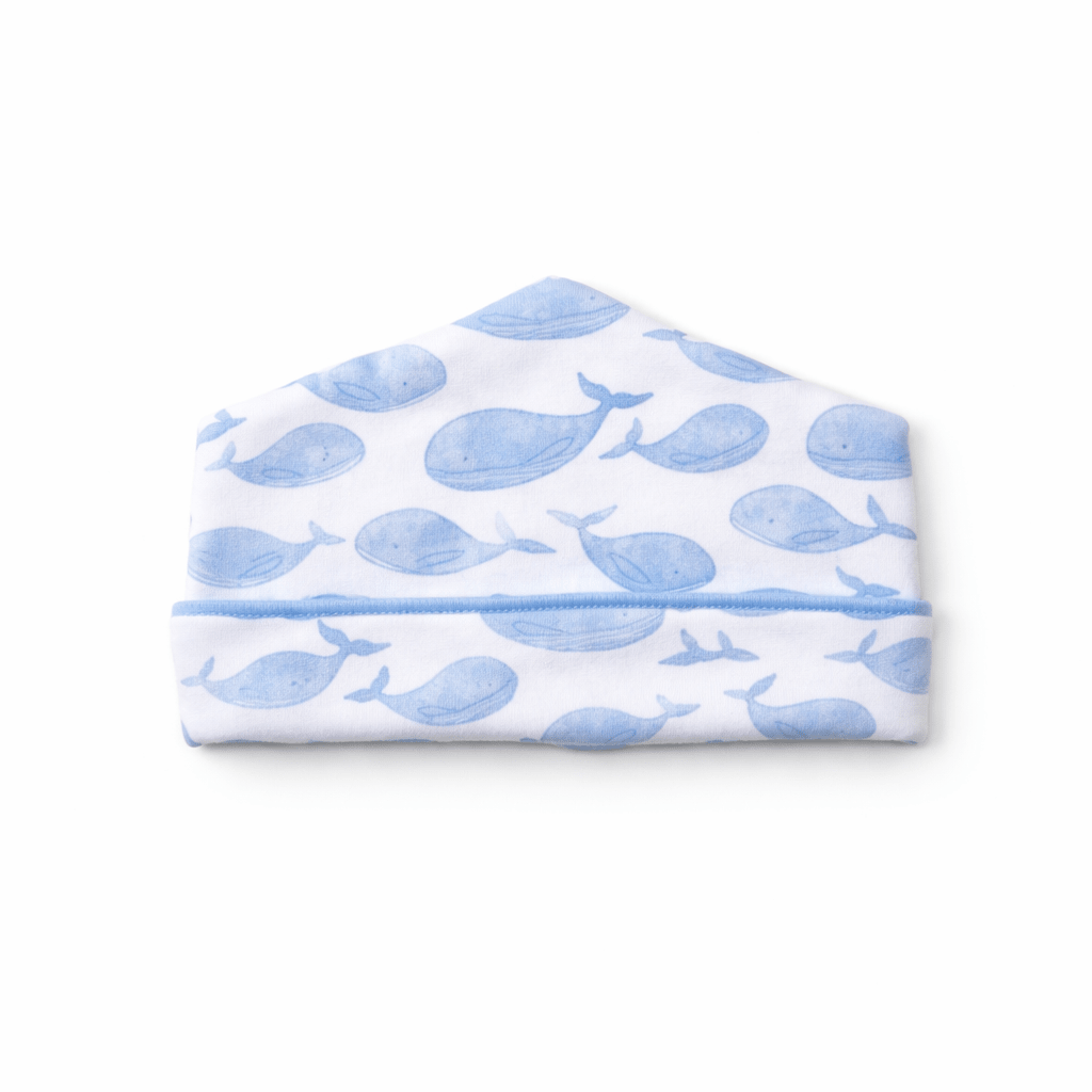 Azure Whales Print Hat - Light Blue - Magnolia BabyHat