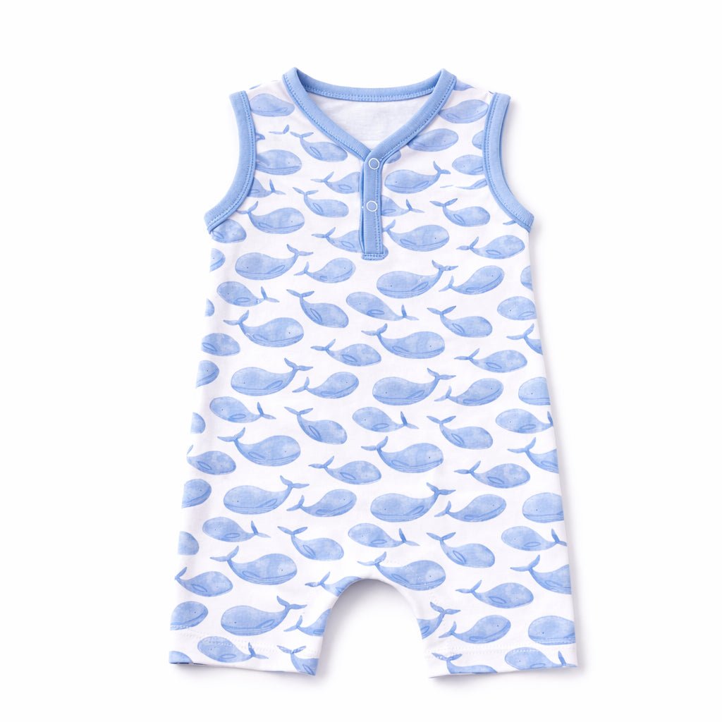 Azure Whales Print Short Playsuit - Light Blue - Magnolia BabyShort Playsuit