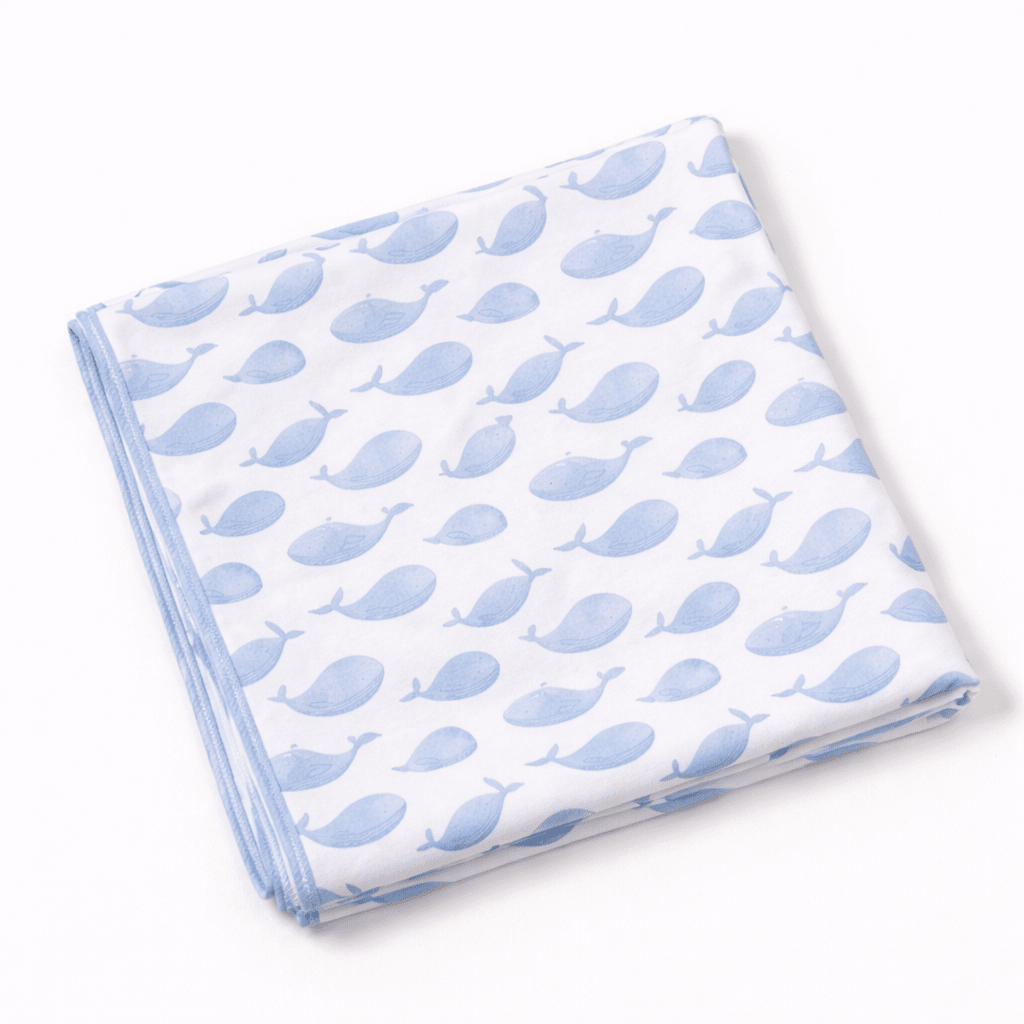 Azure Whales Print Swaddle Blanket - Light Blue - Magnolia BabySwaddle Blanket