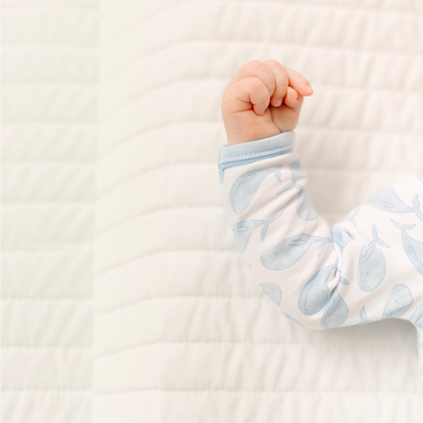 Azure Whales Print Zip Footie - Light Blue - Magnolia BabyFootie