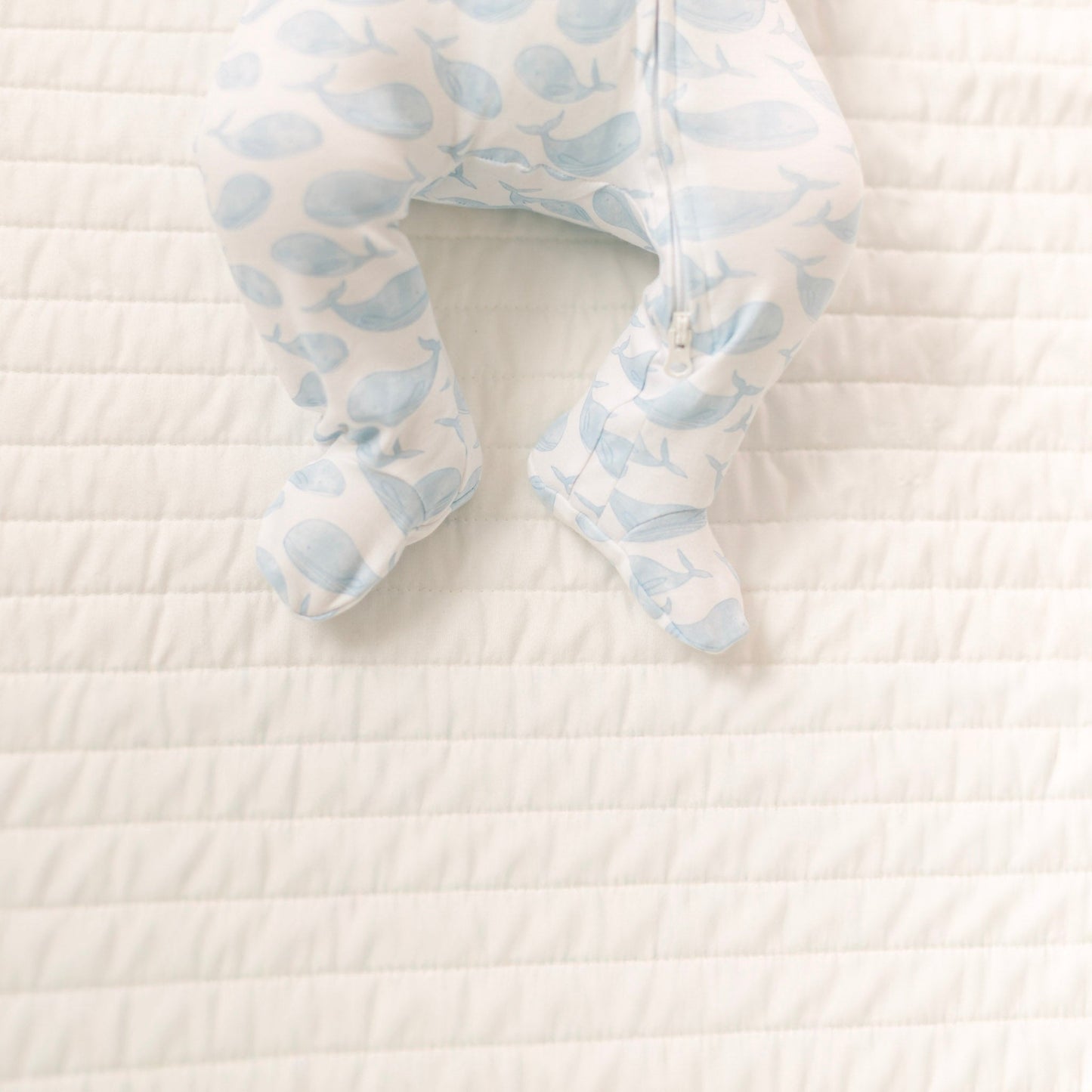 Azure Whales Print Zip Footie - Light Blue - Magnolia BabyFootie