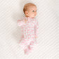 Azure Whales Print Zip Footie - Pink - Magnolia BabyFootie