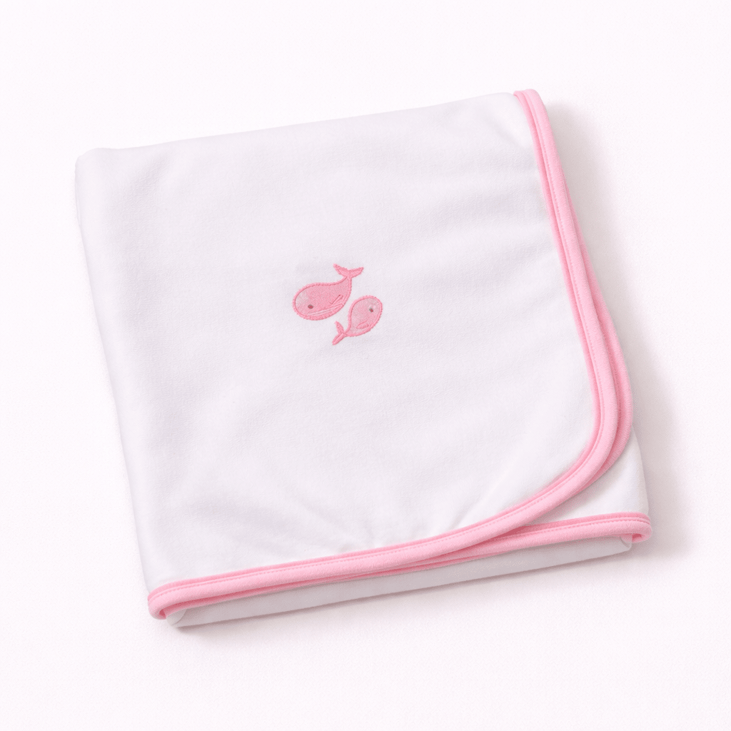 Azure Whales Receiving Blanket - Pink - Magnolia BabyReceiving Blanket