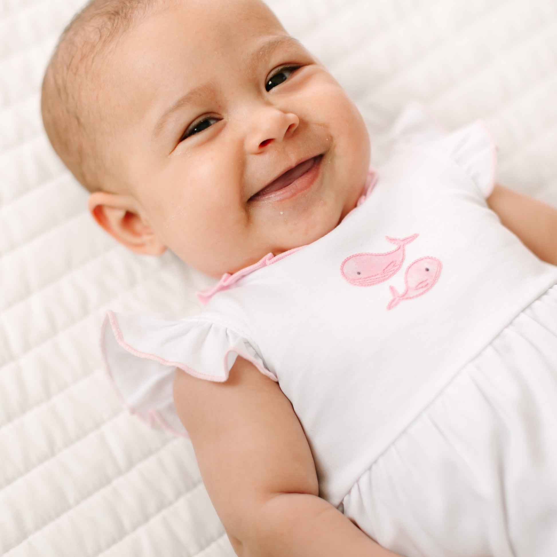Azure Whales Ruffle Bubble - Pink - Magnolia BabyBubble