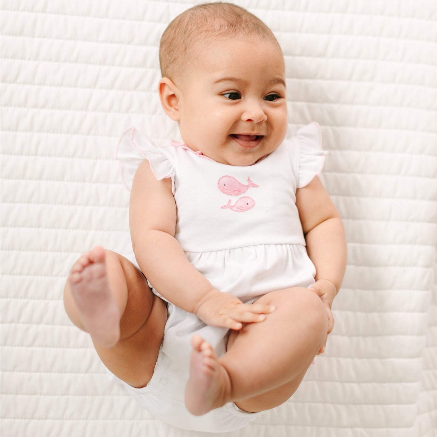 Azure Whales Ruffle Bubble - Pink - Magnolia BabyBubble