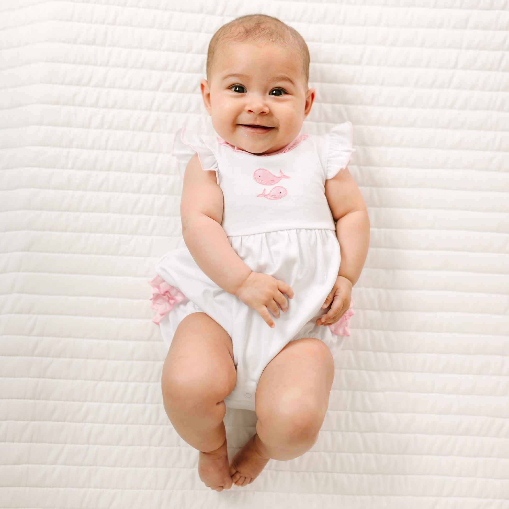 Azure Whales Ruffle Bubble - Pink - Magnolia BabyBubble