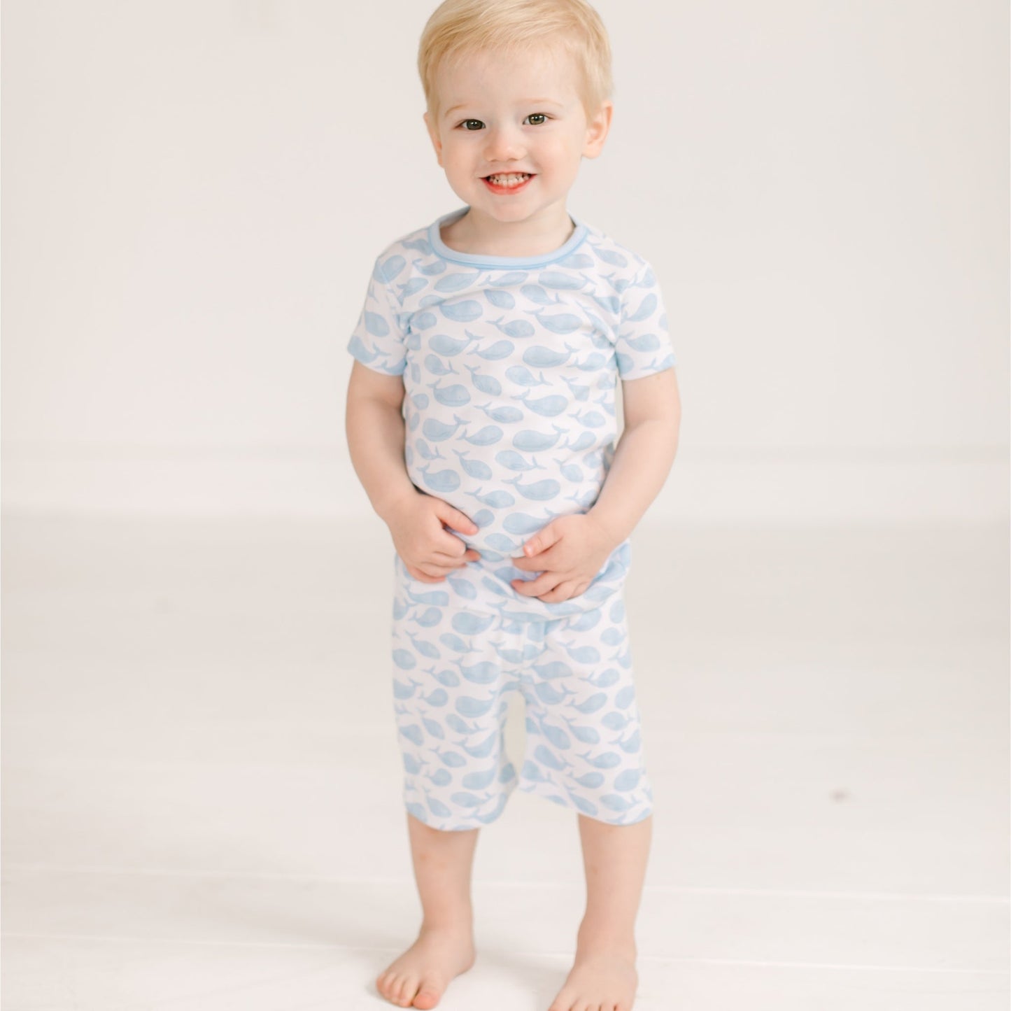 Azure Whales Short Pajamas - Light Blue - Magnolia BabyShort Pajamas