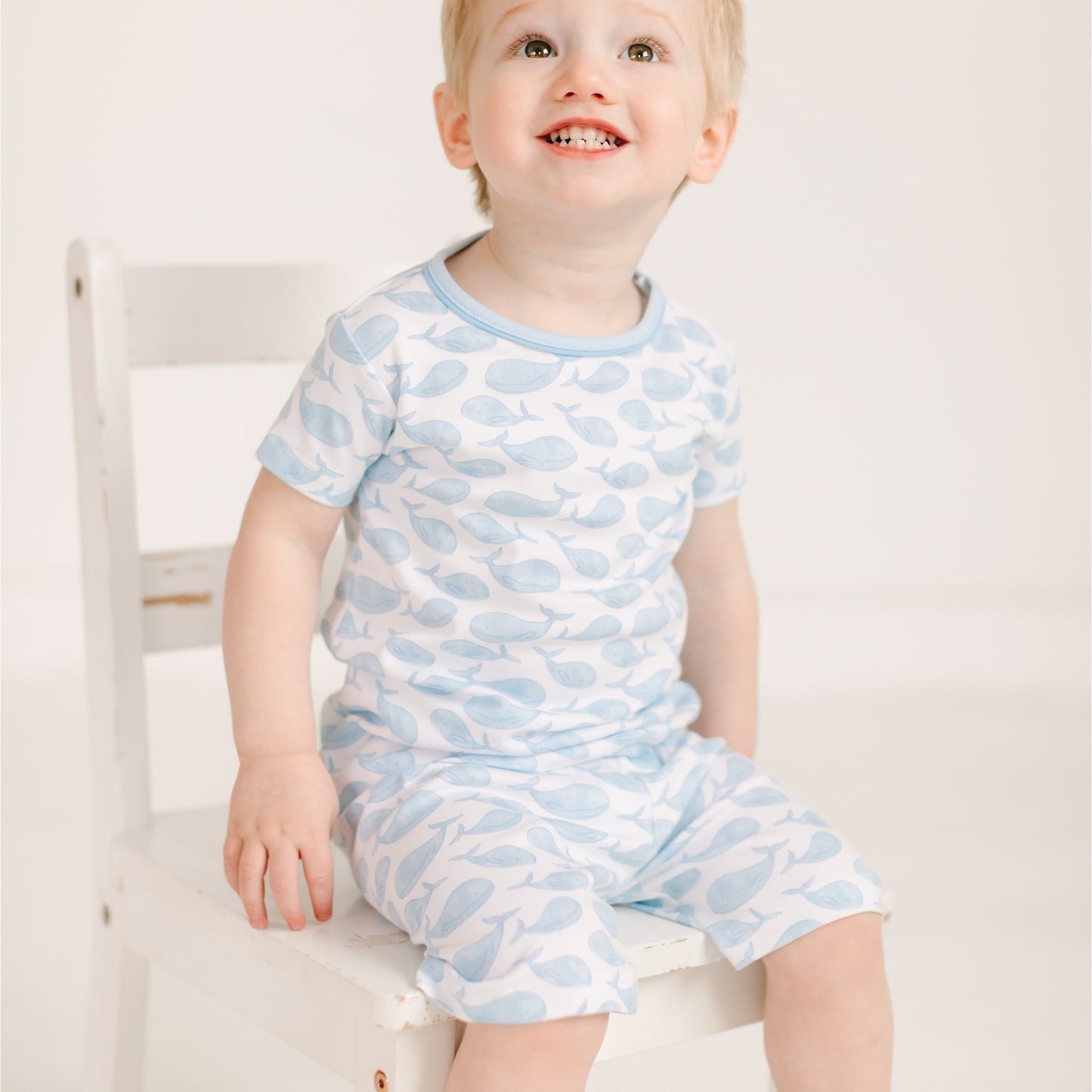 Azure Whales Short Pajamas - Light Blue - Magnolia BabyShort Pajamas