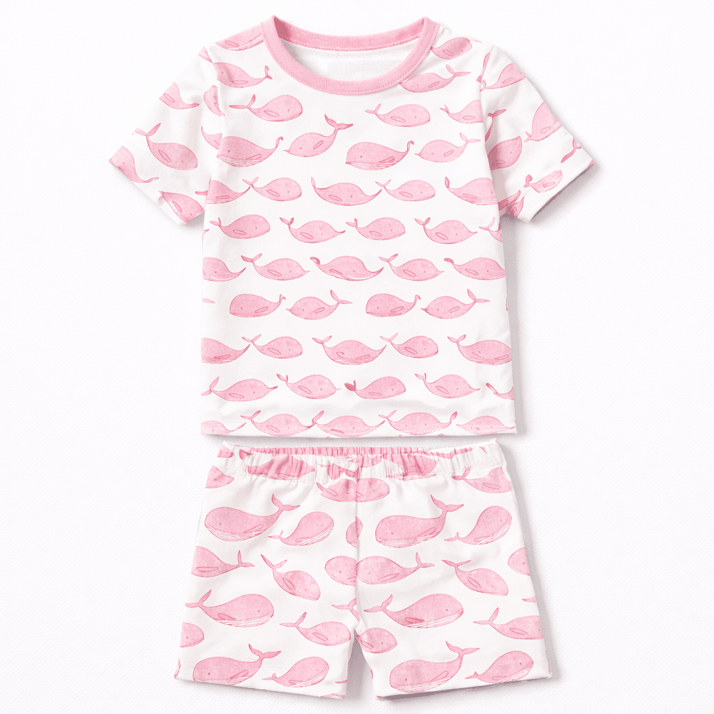 Azure Whales Short Pajamas - Pink - Magnolia BabyShort Pajamas