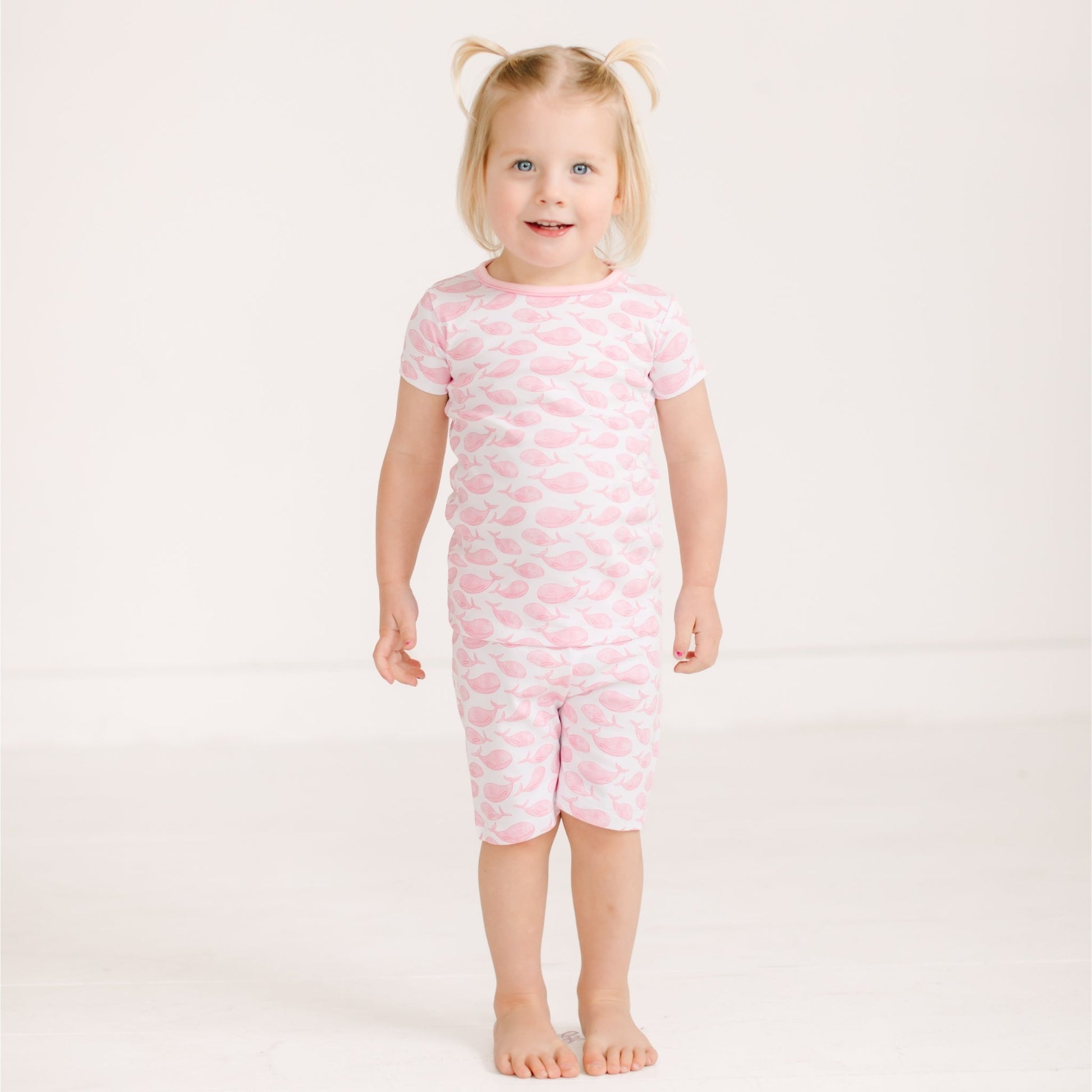 Azure Whales Short Pajamas - Pink - Magnolia BabyShort Pajamas