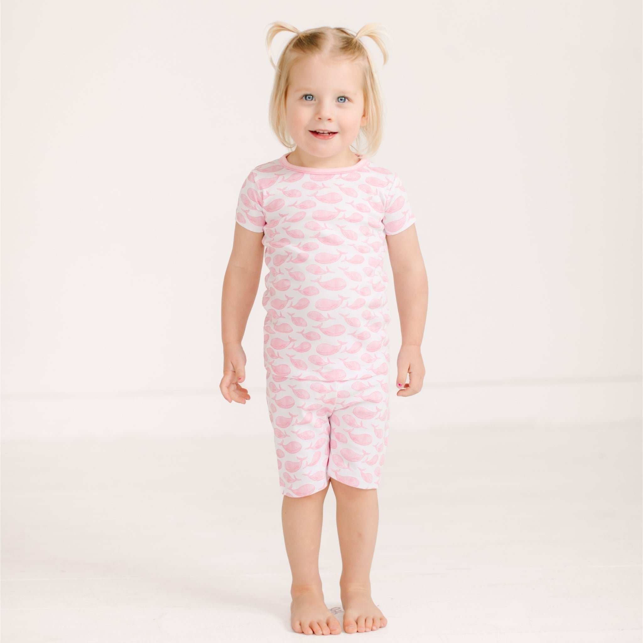 Azure Whales Short Pajamas - Pink - Magnolia BabyShort Pajamas