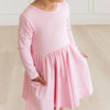Long Sleeve Twirl Dress - Pink