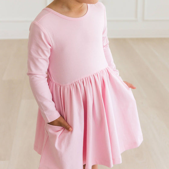 Long Sleeve Twirl Dress - Pink