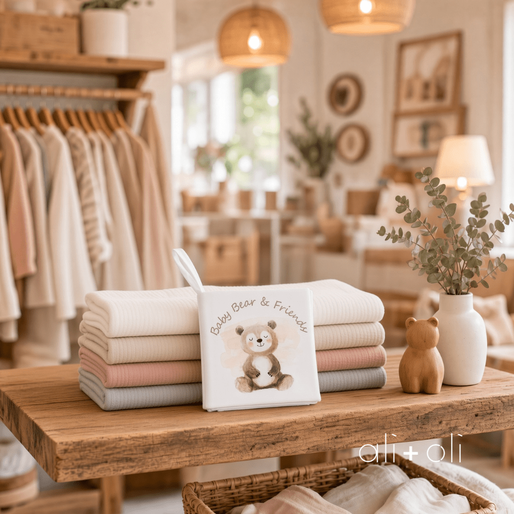 Ali+Oli_Baby Bear and Friends – Crinkle Cloth Soft Baby Book Gift_2