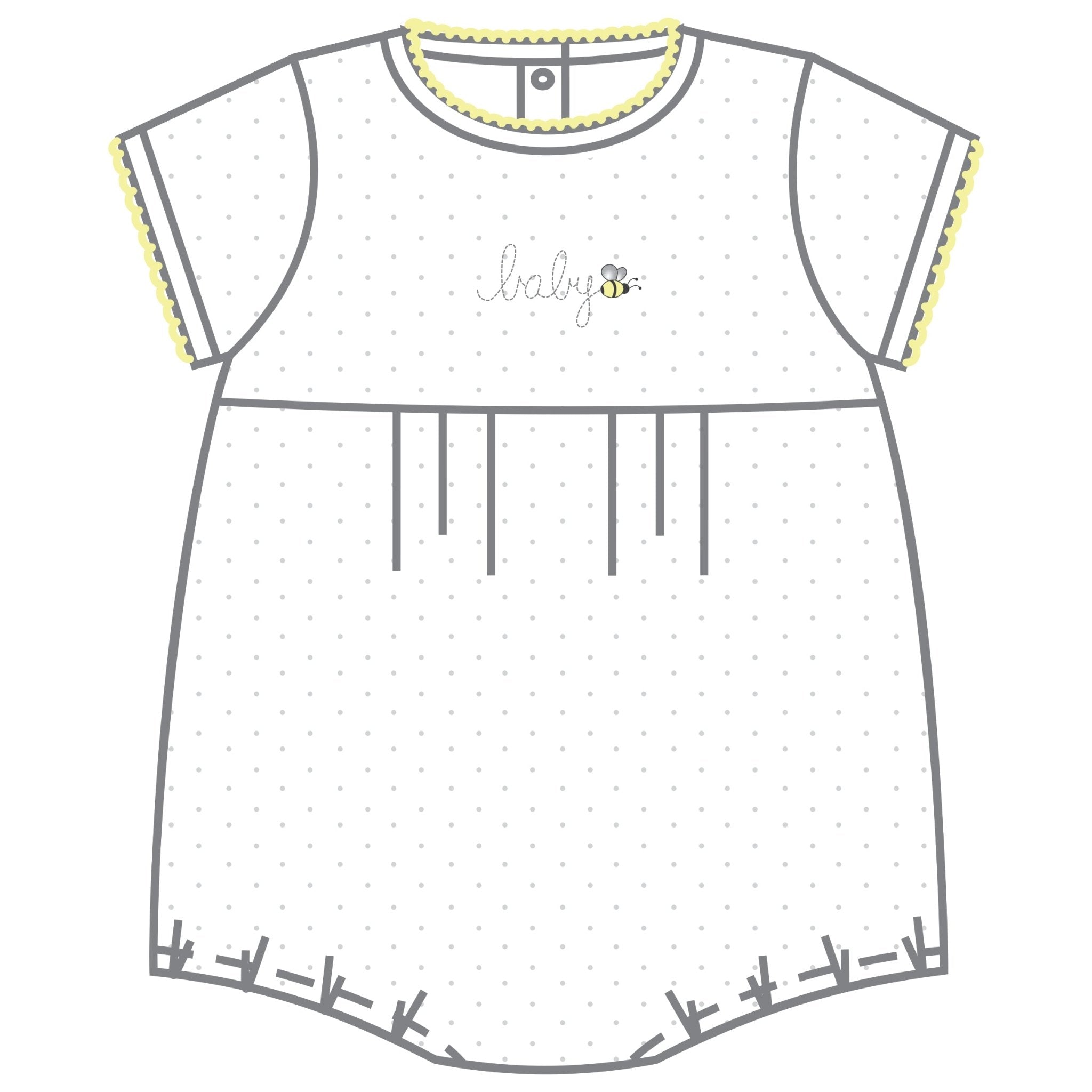 Baby Bee Embroidered Short Sleeve Bubble - Magnolia BabyBubble