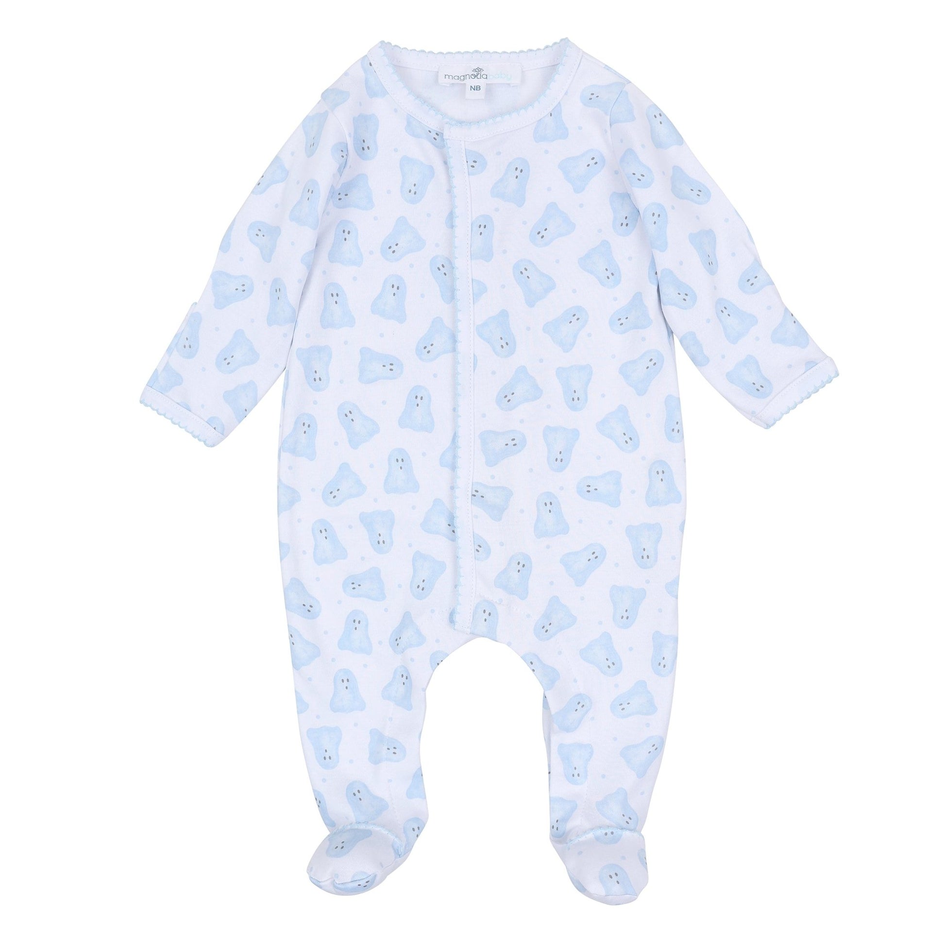 Magnolia Baby_Baby Boo Print Footie - Light Blue_1