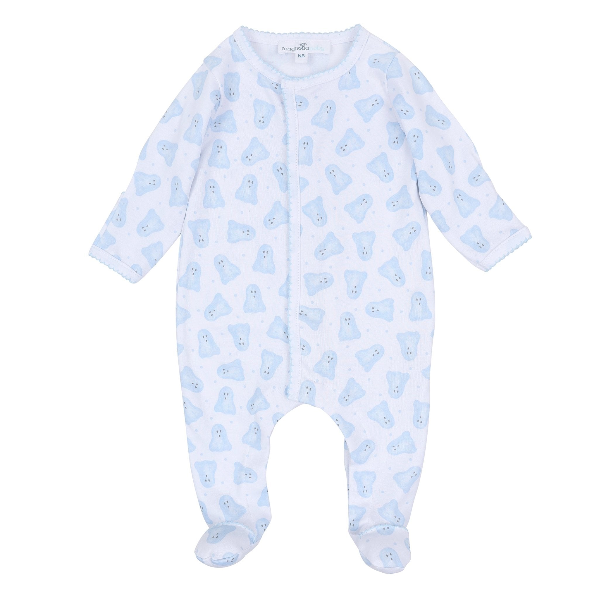 Magnolia Baby_Baby Boo Print Footie - Light Blue_1