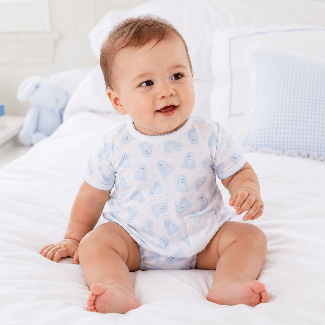 Magnolia Baby_Baby Boo Print Short Sleeve Bubble - Light Blue_1