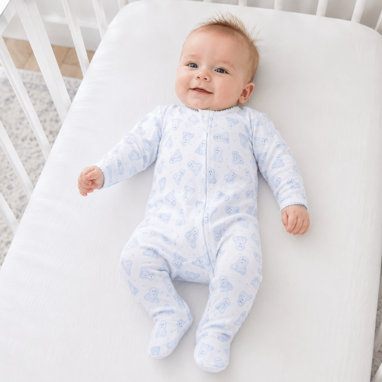 Magnolia Baby_Baby Boo Print Zip Footie - Light Blue_1