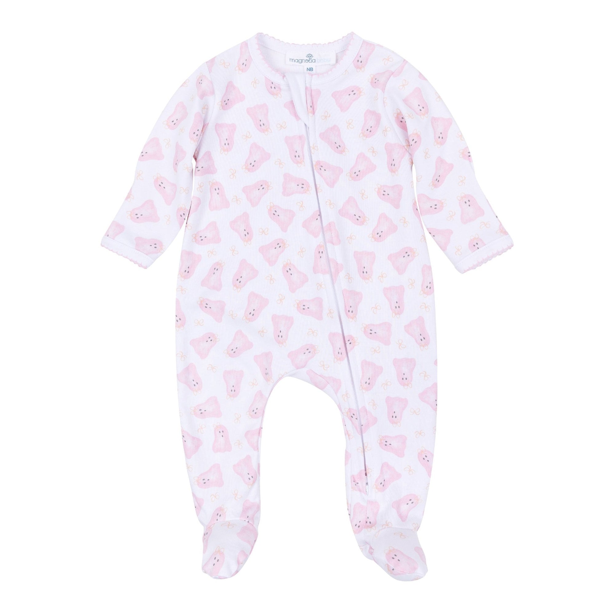 Magnolia Baby_Baby Boo Print Zip Footie with Flap - Pink_3