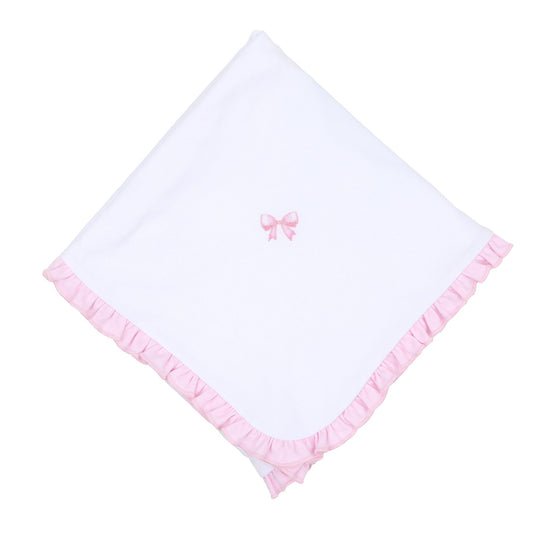 Baby Bows Embroidered Ruffle Receiving Blanket - Magnolia BabyReceiving Blanket