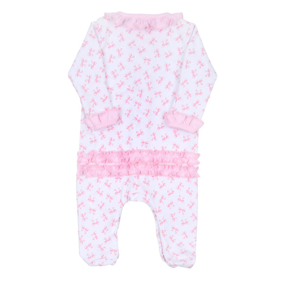 Baby Bows Print Ruffle Footie - Magnolia BabyFootie