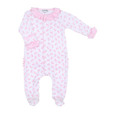  Baby Bows Print Ruffle Footie - Magnolia BabyFootie