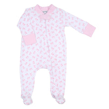  Baby Bows Print Zip Footie - Magnolia BabyFootie