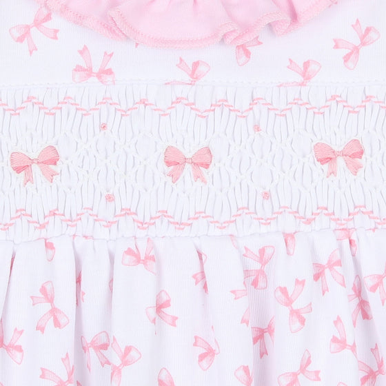 Baby Bows Smocked Ruffle Long Pajamas - Magnolia BabyLong Pajamas