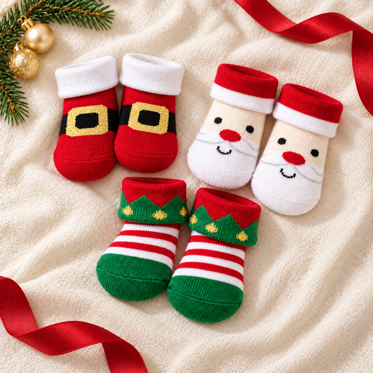 Baby Boy Christmas Socks - Set of 3