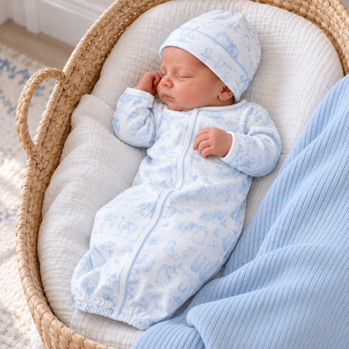 Baby Boy Converter Gown Set - Wild West Toile corrected model image