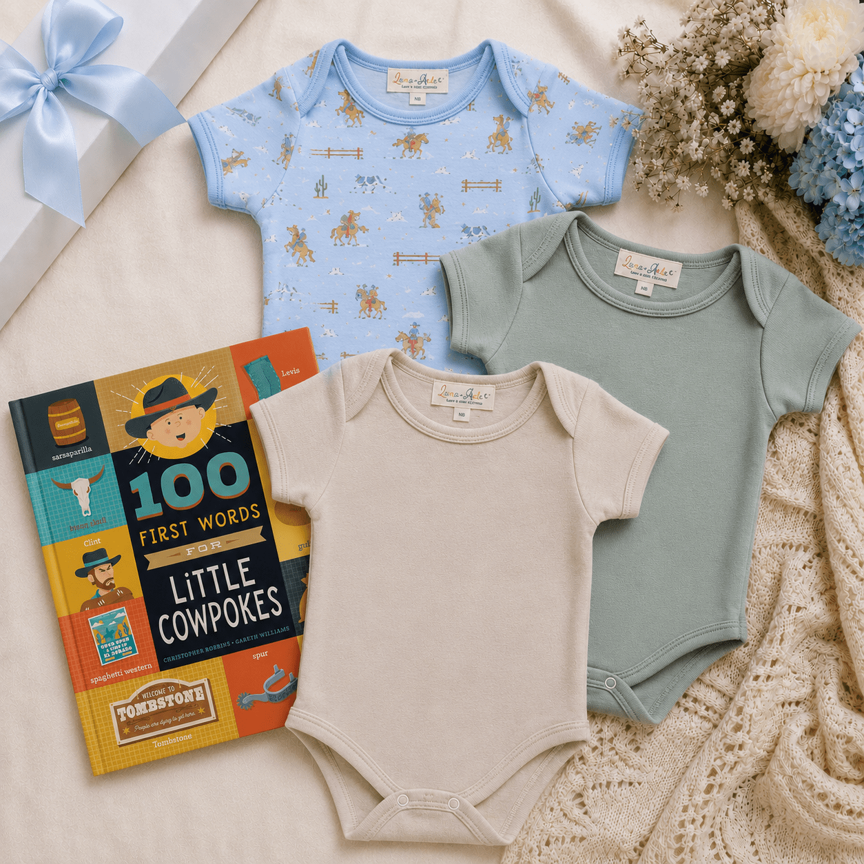 Baby Boy Cowboy Bodysuit Gift Set - Lil' Wranglers - Magnolia BabyBodysuit Gift Set