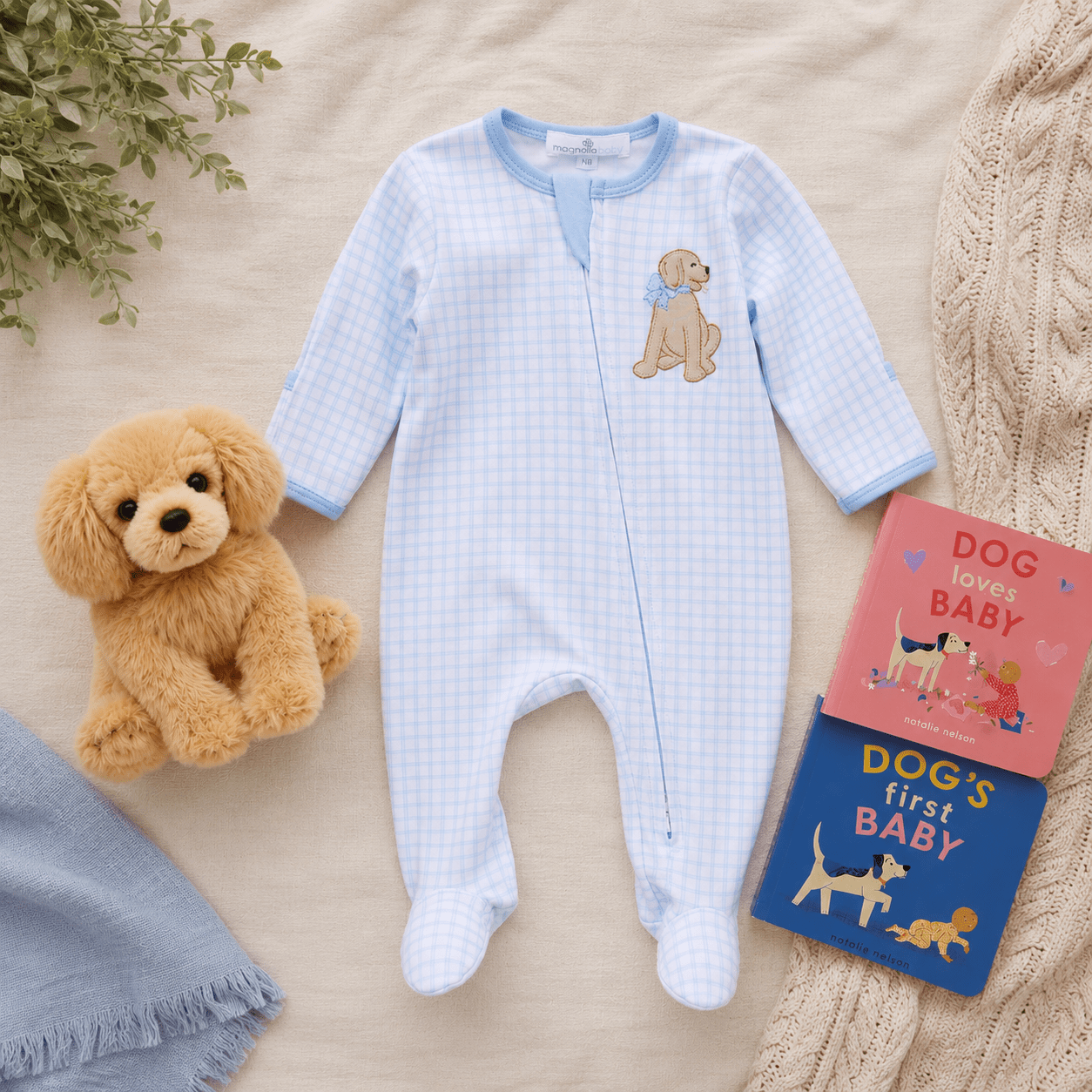 Baby Boy Dog's First Baby Footie Gift Set - Magnolia BabyFootie Gift Set